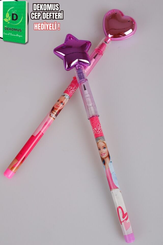 x Dekomus Lisanslı Barbie Parlak Silgili Geçmeli Kalem Tek Adet