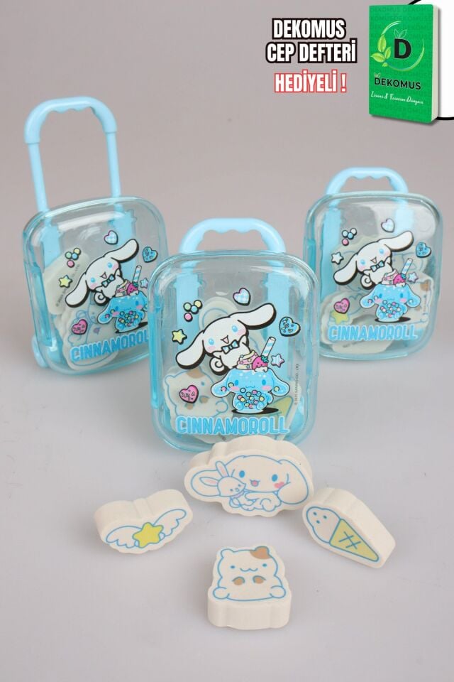 x Dekomus Lisanslı Cinnamoroll Çekçekli Bavul 4'lü Silgi Tek Adet