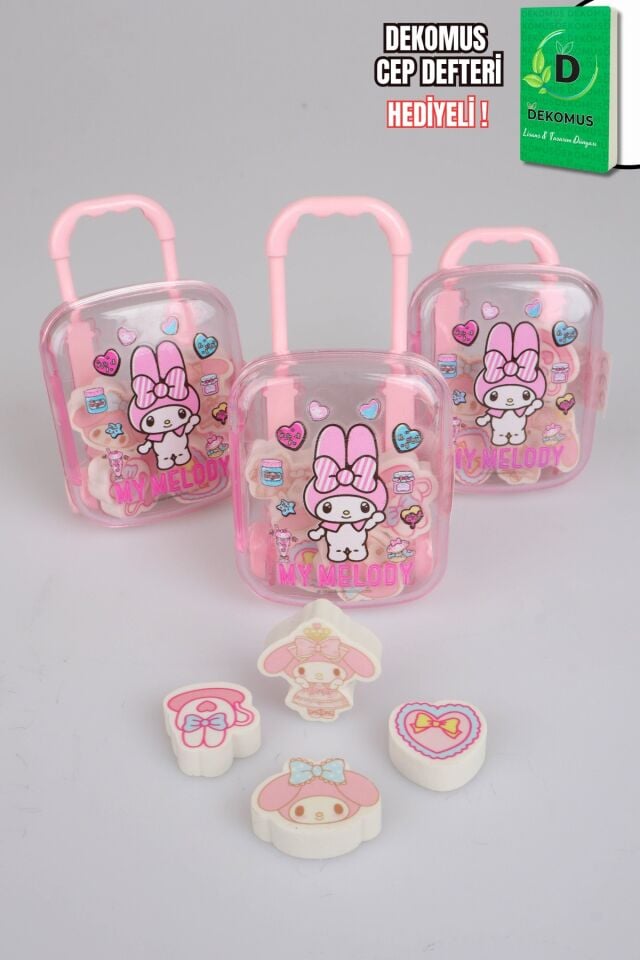x Dekomus Lisanslı My Melody Çekçekli Bavul 4'lü Silgi Tek Adet