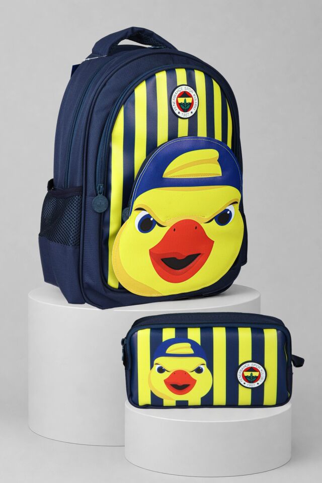 x Dekomus Lisanslı Fenerbahçe Yellow Collection 3D Baskılı Büyük Boy Okul Çantası ve Kalem Çantası Seti