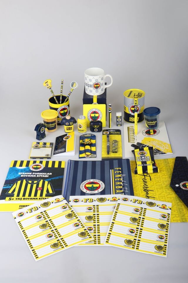 x Dekomus Lisanslı Fenerbahçe 1907 Desk Collection 30 Parça Kırtasiye ve Hobi Seti Kupa,Bardak Altlığı,Efsane Formalar Boyama Kitabı