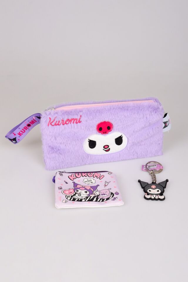 DEKOMUS İLE LİSANSLI YENİ SEZON KUROMI PELUŞ BASIC EL ÇANTASI,PARA ÇANTASI VE ZİNCİRLİ ANAHTARLIK SETİ