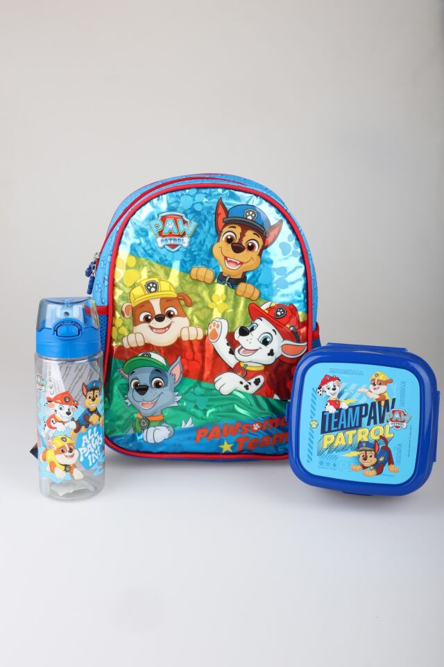 x Dekomus Lisanslı Paw Patrol Pawsome Squad Okul Çantası,Beslenme Kabı ve 500 ML Matara Seti