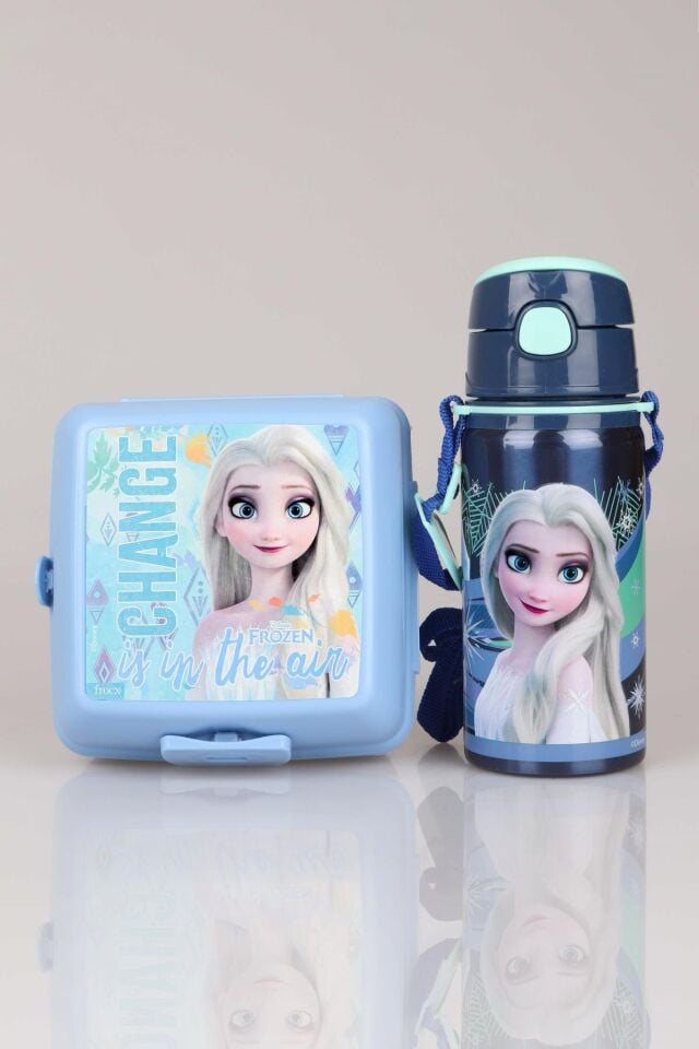 DEKOMUS İLE LİSANSLI FROZEN SALTO HIDDEN TRUTH ÇELİK MATARA 500 ML VE 2 KATLI BESLENME KABI YEMEK SETİ