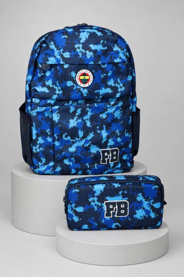 x Dekomus Lisanslı Fenerbahçe Kamuflaj Büyük Boy Lise Okul Çantası ve Kalem Çantası