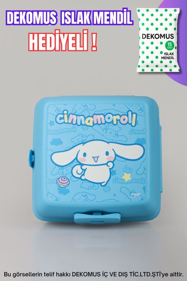 DEKOMUS İLE YENİ SEZON LİSANSLI CINNAMOROL 2 KATLI BESLENME KABI / LUNCH BOX ''ISLAK MENDİL HEDİYELİ''