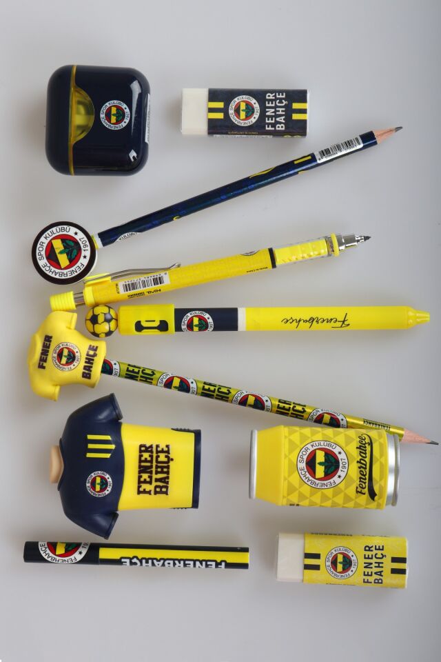 x Dekomus Lisanslı Fenerbahçe 12 Parça Kırtasiye Seti Jel Kalem,Pods Kalemtraş,Silgi Tepeli Kurşun Kalem