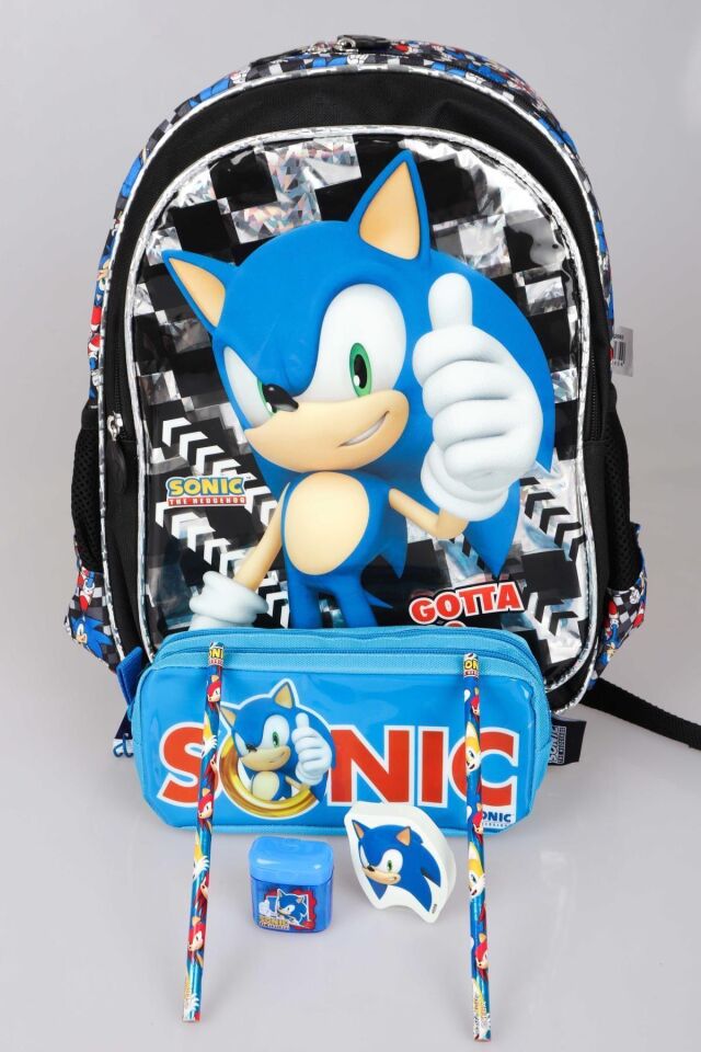 LİSANSLI SONIC OKUL ÇANTASI , KALEM ÇANTASI,MİNİ KIRTASİYE SETİ KURŞUN KALEM,SİLGİ VE KALEMTRAŞ