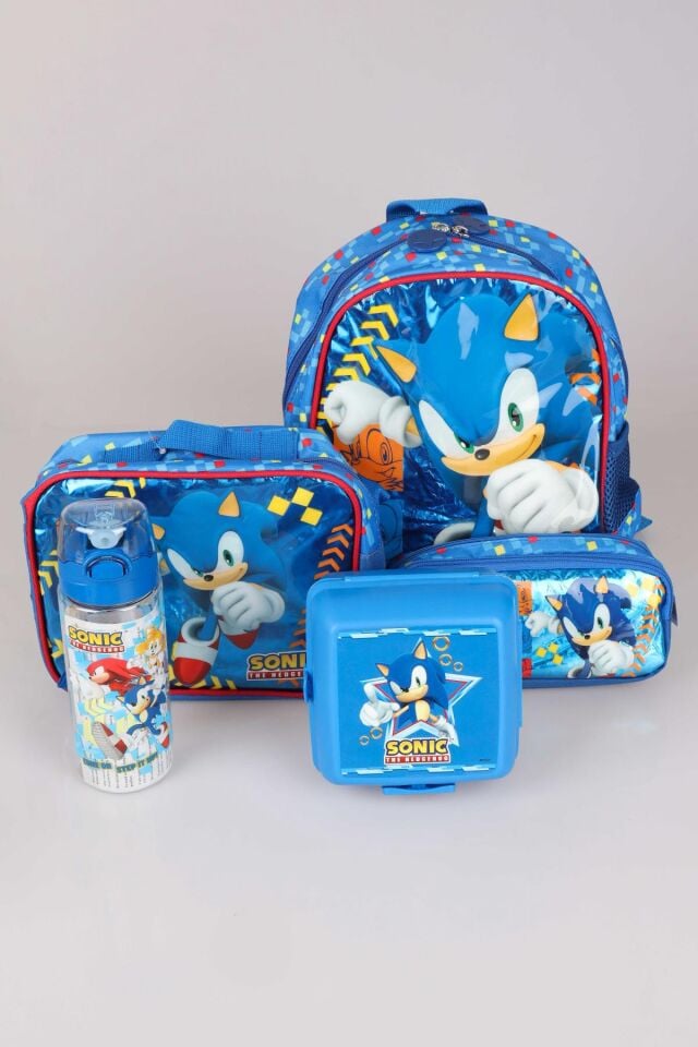 YENİ SEZON LİSANSLI SONIC TEK BÖLMELİ KÜÇÜK BOY 32 CM ANAOKUL ÇANTASI,BESLENME ÇANTASI,KALEM ÇANTASI, BESLENME KABI VE TRITAN MATARA OKUL SETİ