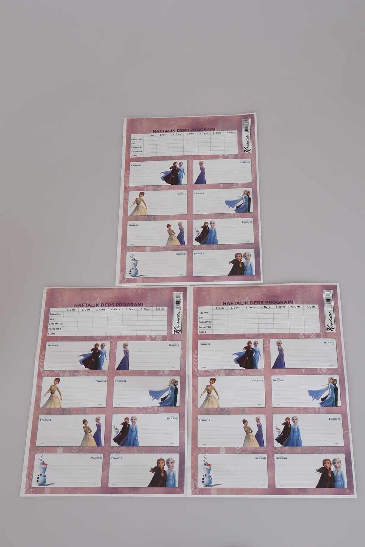 LİSANSLI DISNEY FROZEN ELSA 24'LÜ OKUL ETİKETİ *DERS PROGRAMLI*