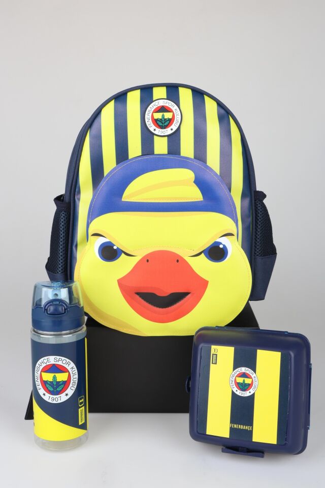 x Dekomus Lisanslı Fenerbahçe Yellow Collection 3D Baskılı Küçük Boy Anaokul Çantası,Beslenme Kabı ve 500 Ml Matara Seti