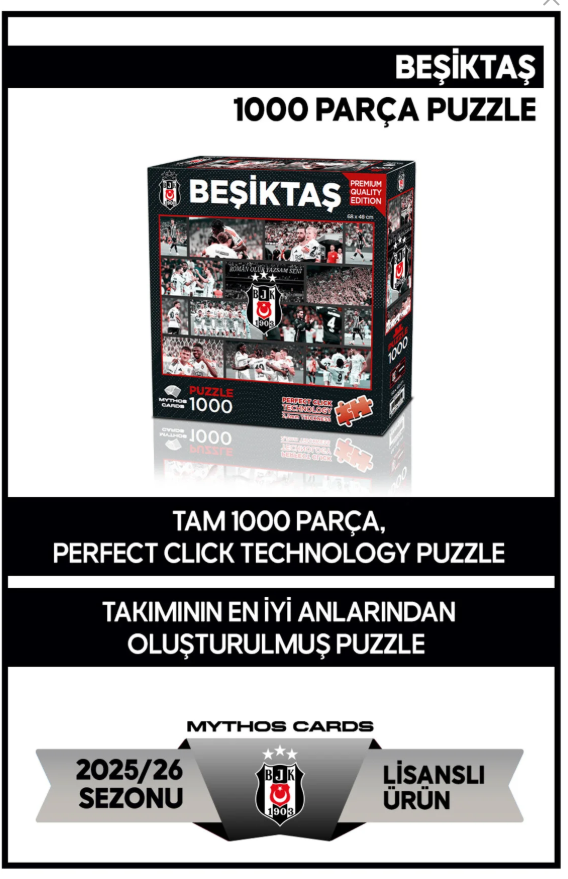 Lisanslı Beşiktaş Yeni Sezon 1000 Parça Puzzle Takım