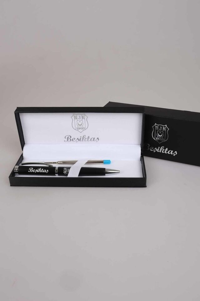 Lisanslı Beşiktaş Ahşap Kutulu Tükenmez Premium Kalem