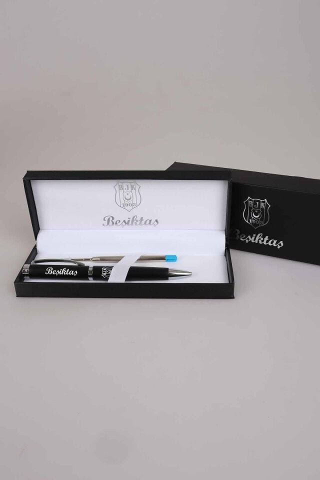 Lisanslı Beşiktaş Ahşap Kutulu Tükenmez Premium Kalem