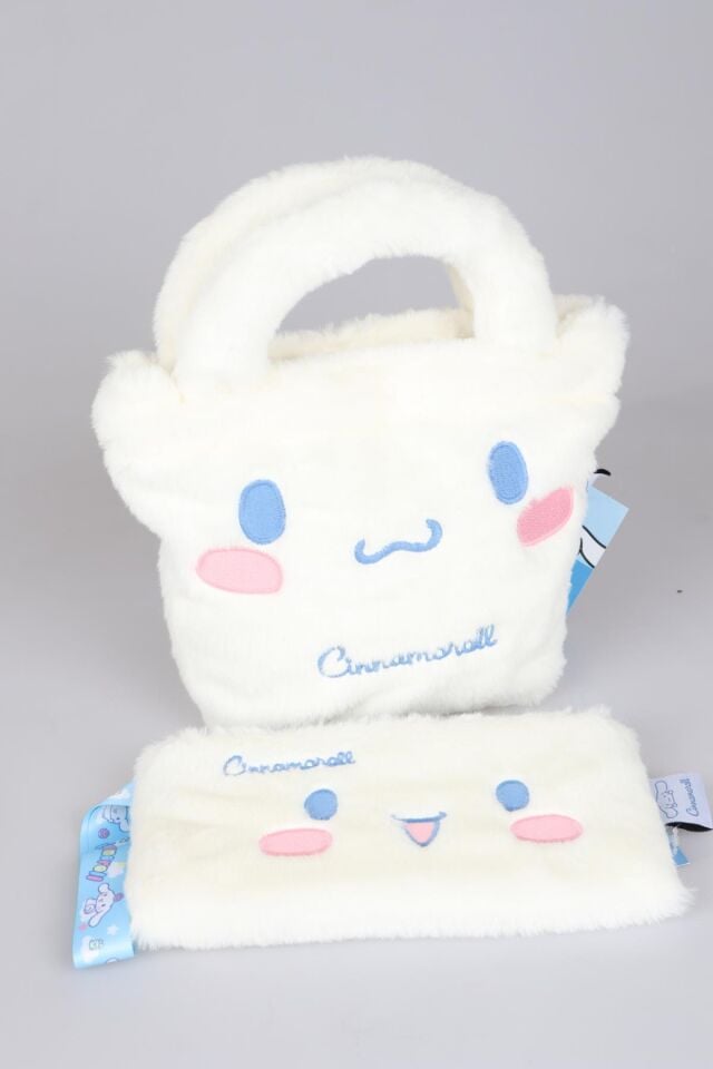 DEKOMUS İLE LİSANSLI YENİ SEZON CINNAMOROLL PELUŞ BASIC EL ÇANTASI VE KOL ÇANTASI 2'LİSİ