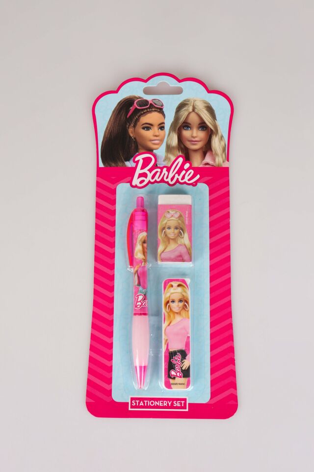 DEKOMUS İLE LİSANSLI BARBIE VERSATİL UÇLU KALEM , SİLGİ VE 0.7 MM UÇ SETİ