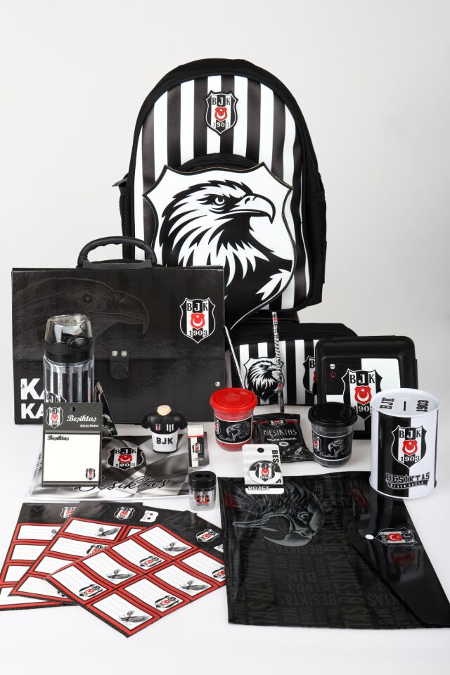 Lisanslı Beşiktaş Full Kırtasiye Seti 3D Kartal Küçük Boy Anaokul,Saplı Klasör Ve Kalem Çantası,Matara,Beslenme Kabı Seti