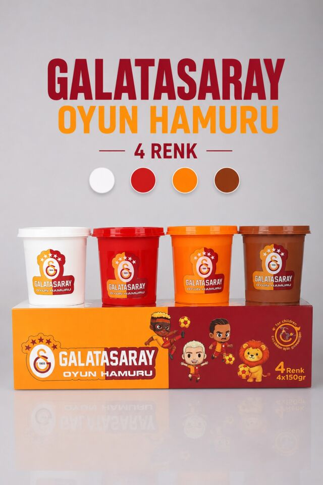 x Dekomus Lisanslı Galatasaray 4 Adet Büyük Boy Oyun Hamuru Yeni Sezon