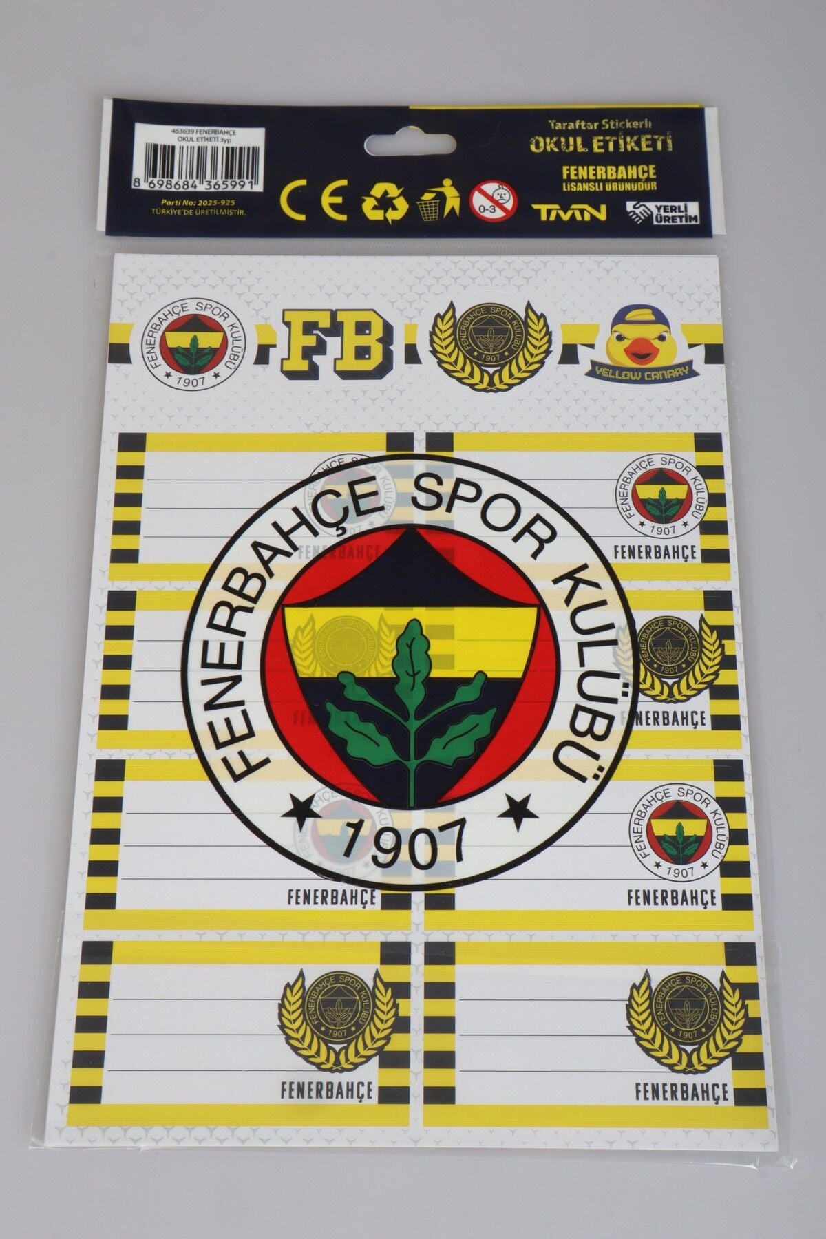 LİSANSLI FENERBAHÇE 24'LÜ OKUL ETİKETİ ''DEKOMUS CEP DEFTERİ HEDİYELİ''