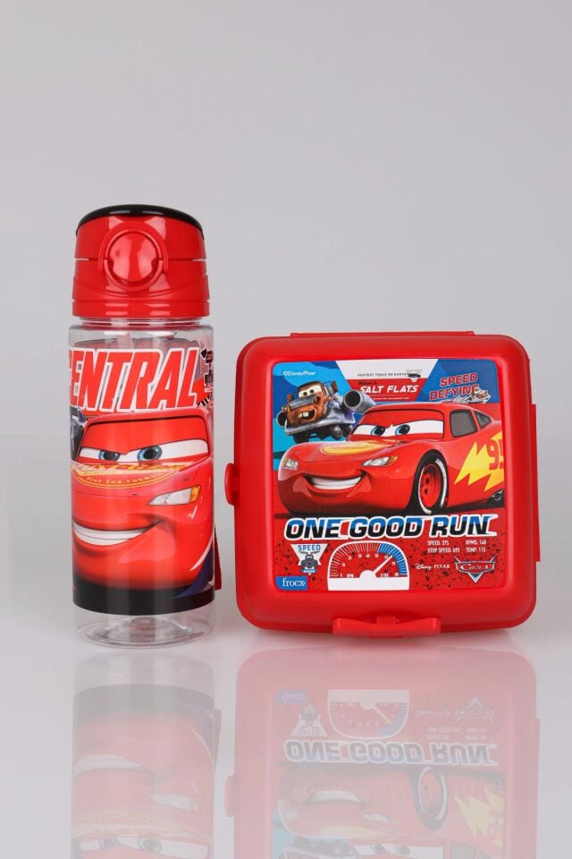 LİSANSLI CARS TRITAN MATARA 500 ML VE 2 KATLI BESLENME KABI/LUNCH BOX SETİ