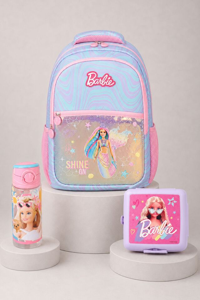 x Dekomus Lisanslı Barbie Deniz Kızı Collection Okul Çantası,Beslenme Kabı ve Matara Seti