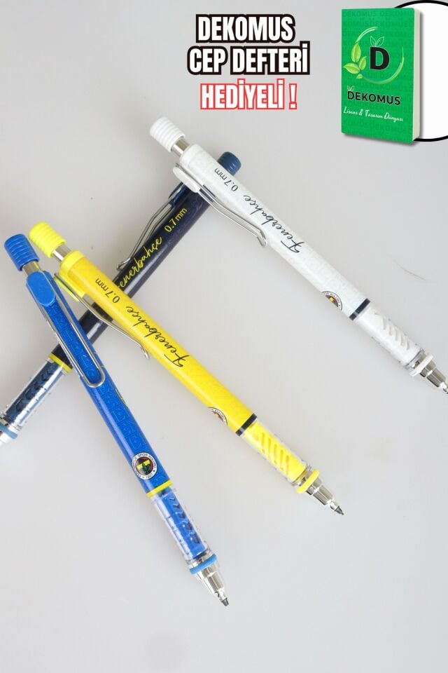 DEKOMUS İLE YENİ SEZON LİSANSLI FENERBAHÇE ''4 ADET''  METAL CLIP VERSATİL UÇLU KALEM 0,7 MM