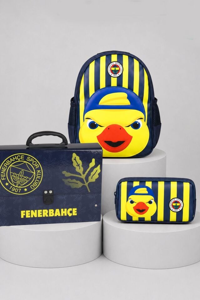 Lisanslı Fenerbahçe Yellow Collection 3D Baskılı Küçük Boy Anaokul,Saplı Klasör ve Kalem Çantası Seti