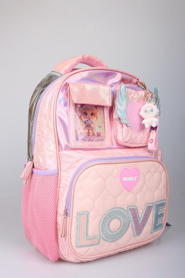 DEKOMUS İLE ÖZEL TASARIM ''LOVE KOLEKSİYONU'' BÜYÜK BOY OKUL ÇANTASI