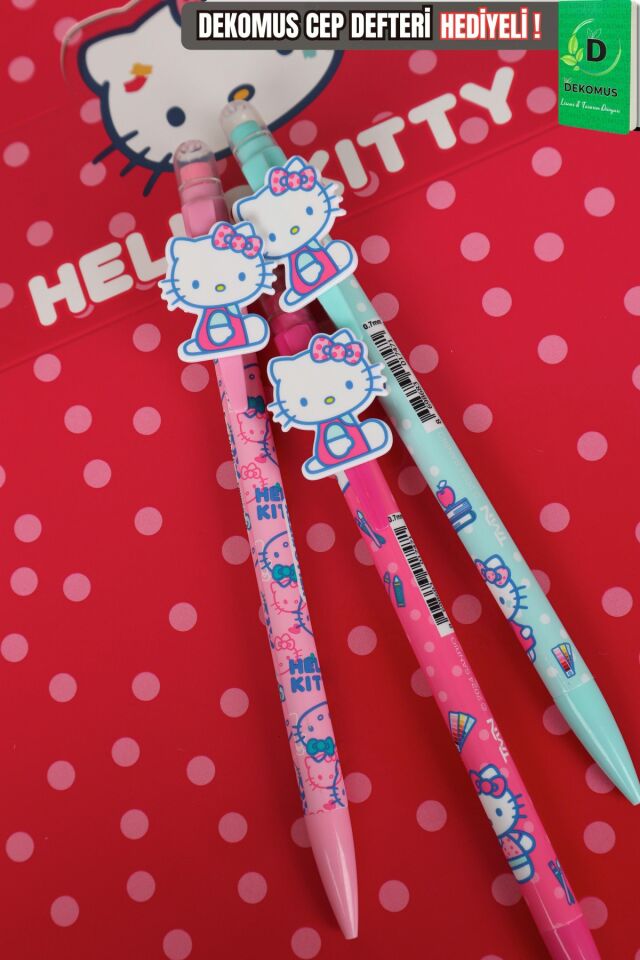 YENİ SEZON LİSANSLI HELLO KITTY ''3 ADET'' 2D FİGÜRLÜ VERSATİL UÇLU KALEM 0.7 MM