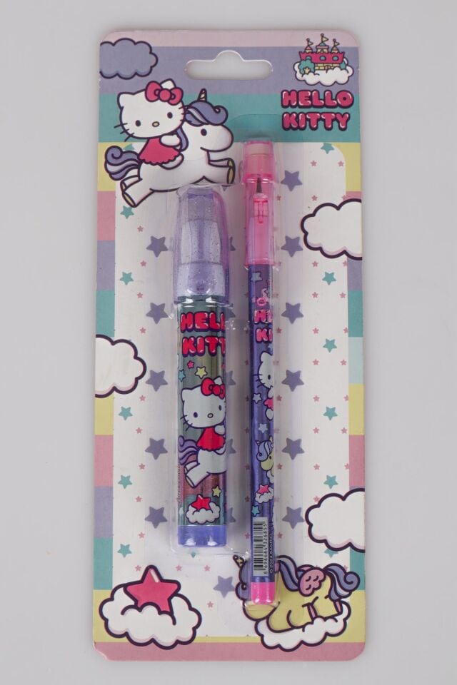 DEKOMUS İLE LİSANSLI HELLO KITTY 2'Lİ KIRTASİYE SETİ SİLGİLİ GEÇMELİ KURŞUN KALEM VE ROKET SİLGİ