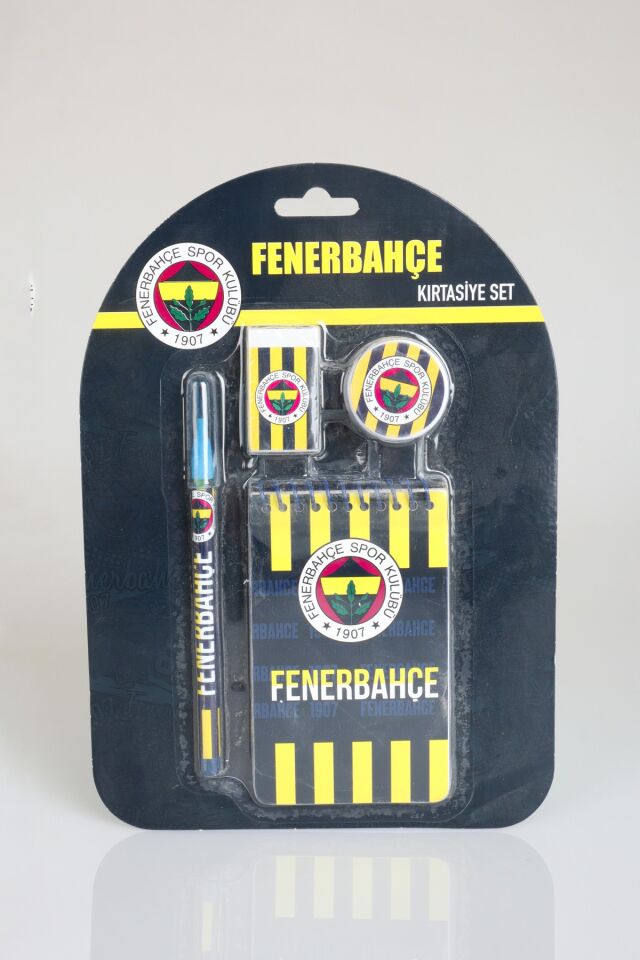 LİSANSLI FENERBAHÇE 4'LÜ KIRTASİYE SETİ NOT DEFTERİ, SİLGİ,KALEMTRAŞ,GEÇMELİ KURŞUN KALEM ''DEKOMUS CEP DEFTERİ HEDİYELİ''