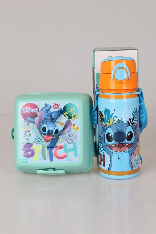 DEKOMUS İLE LİSANSLI STITCH 500 ML ÇELİK MATARA VE BESLENME KABI SETİ