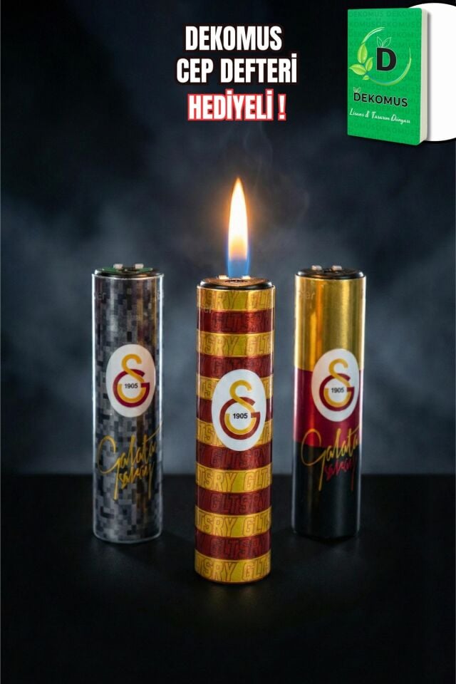 ''DEKOMUS CEP DEFTERİ HEDİYELİ'' LİSANSLI GALATASARAY ''TEKLİ'' METAL KILIF TAŞLI ÇAKMAK