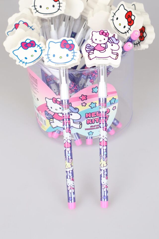 DEKOMUS İLE LİSANSLI HELLO KITTY YUMURTLAYAN SİLGİ TEPELİ KURŞUN KALEM