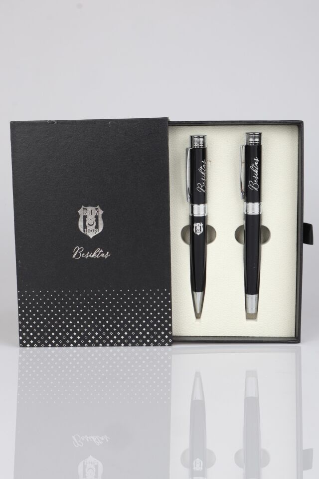 Lisanslı Beşiktaş Kutulu 2'li Dolma Kalem & Tükenmez Kalem Premium Set