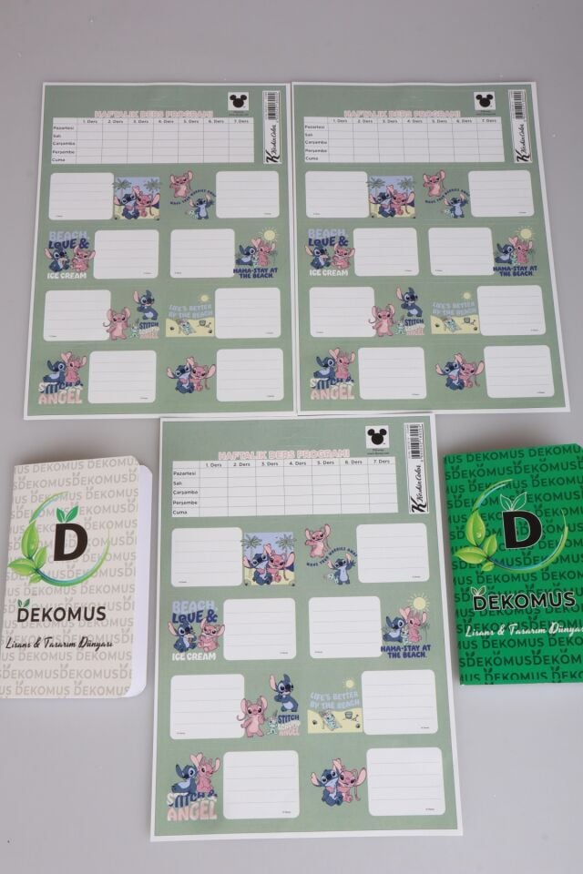 DEKOMUS CEP DEFTERİ VE YENİ SEZON LİSANSLI STITCH 24'LÜ OKUL ETİKETİ 2'LİSİ