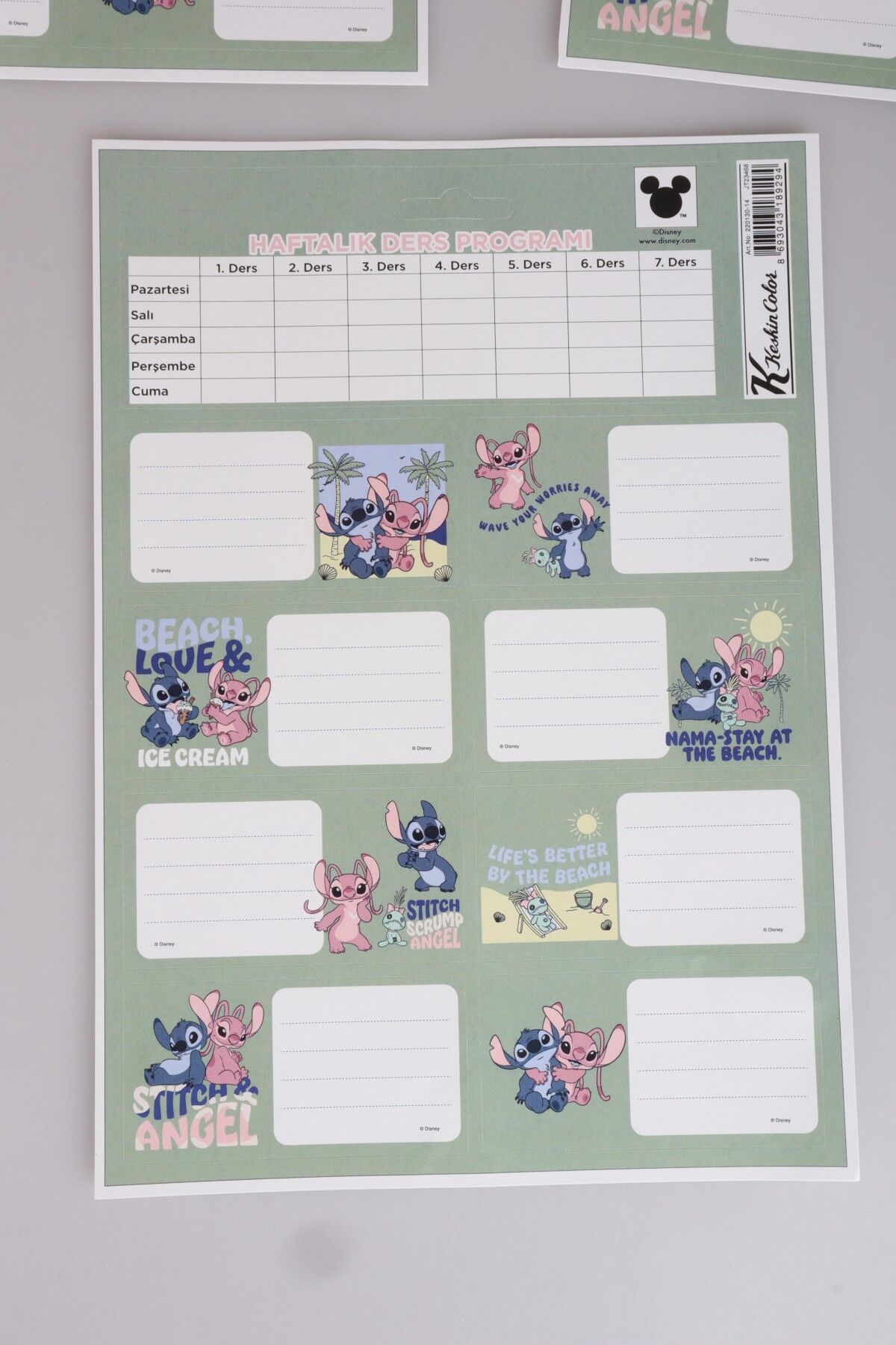 DEKOMUS CEP DEFTERİ VE YENİ SEZON LİSANSLI STITCH 24'LÜ OKUL ETİKETİ 2'LİSİ
