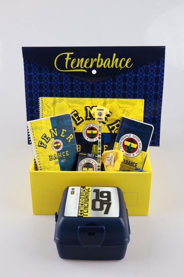 ÖZEL KUTULU LİSANSLI FENERBAHÇE BESLENME KABI VE KIRTASİYE SETİ