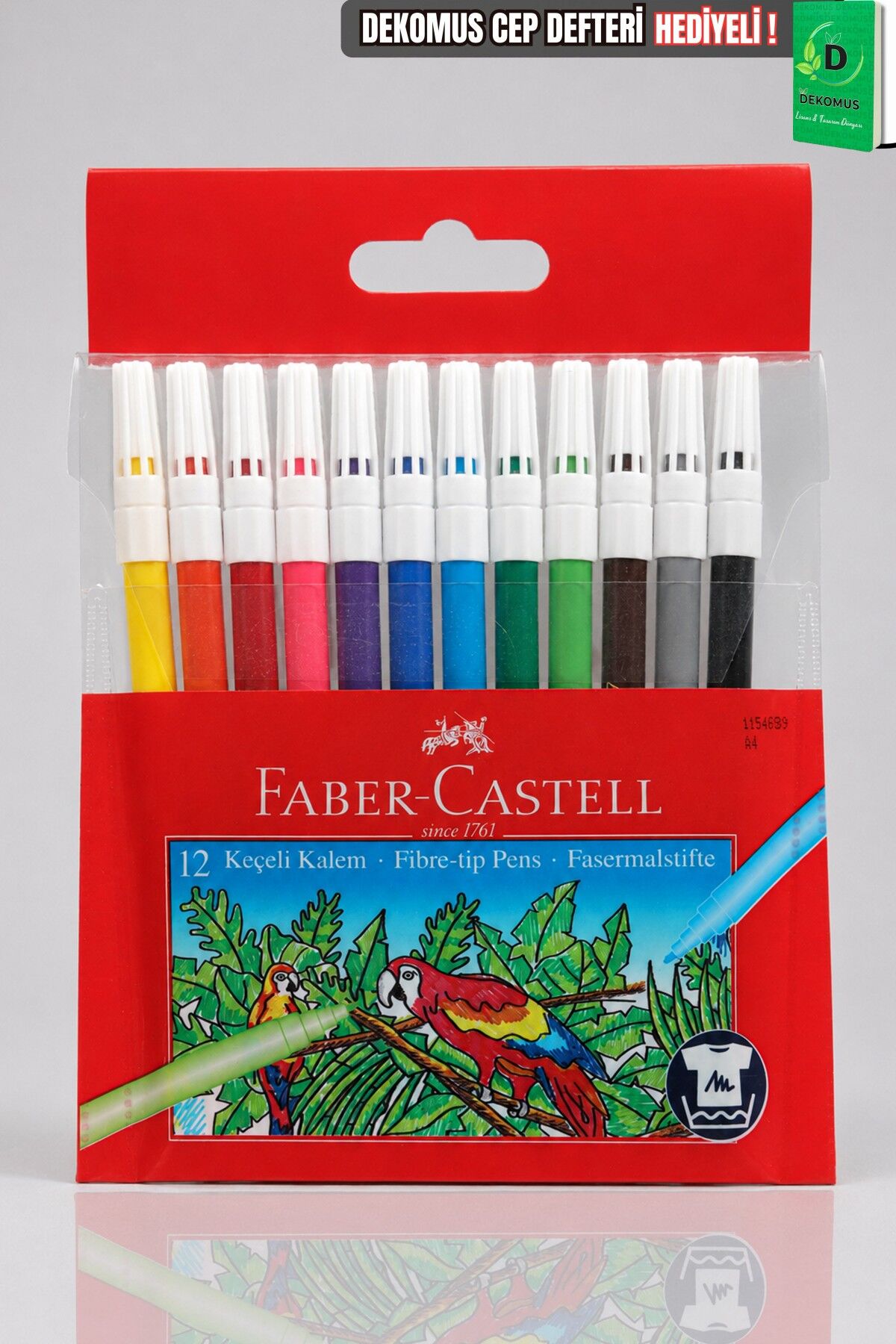 Orjinal Faber-Castell 12 Renk Yıkanabilir Keçeli Kalem