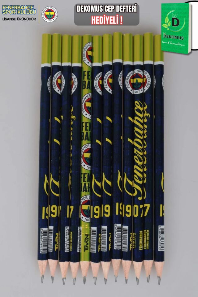 LİSANSLI FENERBAHÇE 12 ADET KURŞUN KALEM ''DEKOMUS CEP DEFTERİ HEDİYELİ''