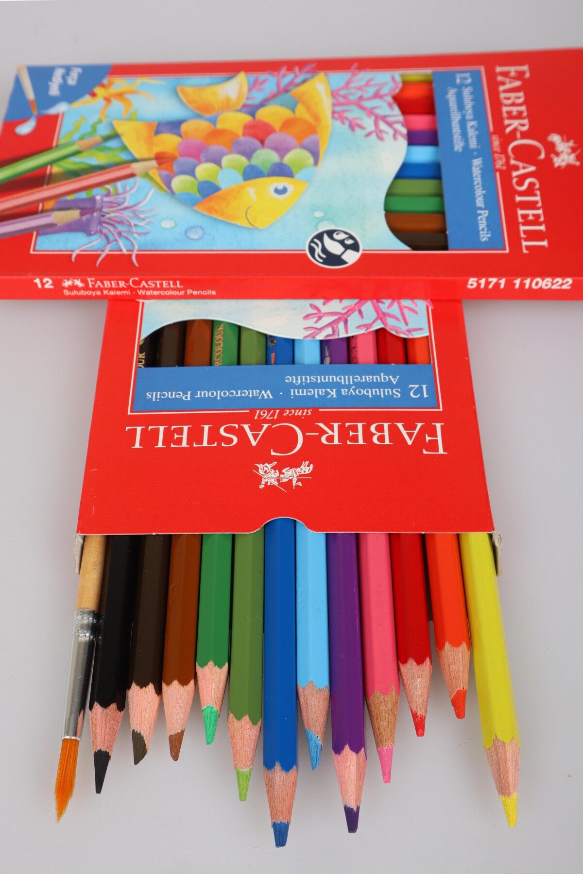 Orjinal Faber-Castell Aquarel 12 Renk Sulu Boya ve Fırça Seti Dekomus Cep Defteri Hediyeli