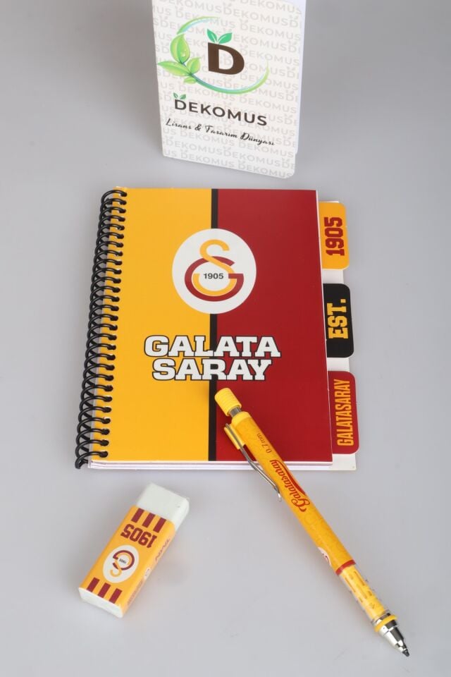 DEKOMUS CEP DEFTERİ,LİSANSLI GALATASARAY PLANLAYICI BLOKNOT,UÇLU KALEM 0.7 MM VE SİLGİ SETİ