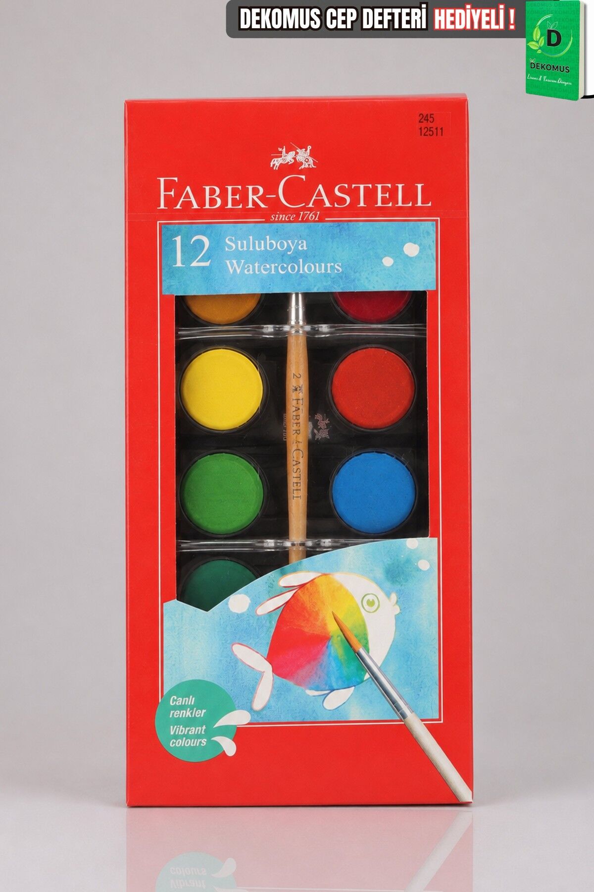 x Dekomus , Orjinal Faber-Castell 12 Renk Sulu Boya