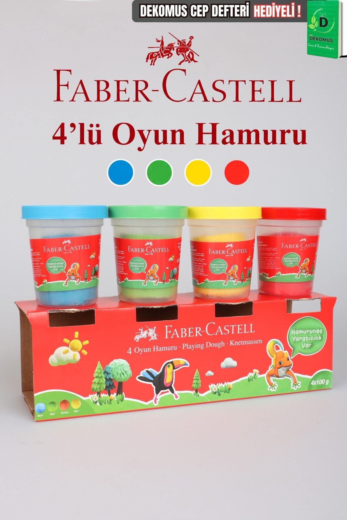 x Dekomus , Orjinal Faber-Castell 4 Renk Oyun Hamuru