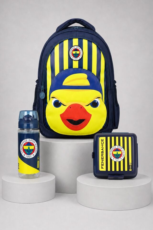 x Dekomus Lisanslı Fenerbahçe Yellow Collection 3D Baskılı Büyük Boy Okul Çantası,500 ML Matara ve Beslenme Kabı Seti