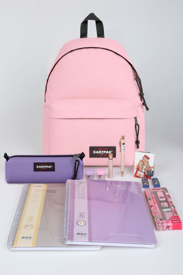 x Dekomus , Orjinal Eastpak & Faber Castell Kırtasiye Seti Padded Pak'r 40 Cm Büyük Boy Okul ve Kalem Çantası,A4 Defter