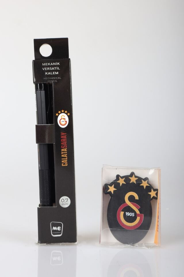 x Dekomus Lisanslı Galatasaray Metal Gövde 0.7 MM Uçlu Kalem/Mimar Kalemi ve 5 Yıldız Silgi Seti