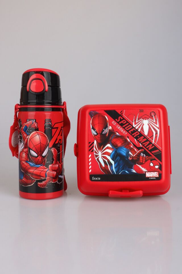 ''DEKOMUS CEP DEFTERİ HEDİYELİ '' YENİ SEZON LİSANSLI SPIDERMAN 500 ML ÇELİK MATARA VE 2 KATLI BESLENME KUTUSU / LUNCH BOX SETİ
