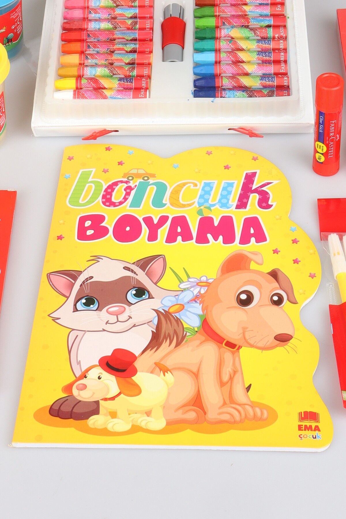 Orjinal Faber-Castell 64 Parça Boyama Seti Çantalı Pastel Boya,Boyama Kitabı,Sulu Boya,Oyun Hamuru
