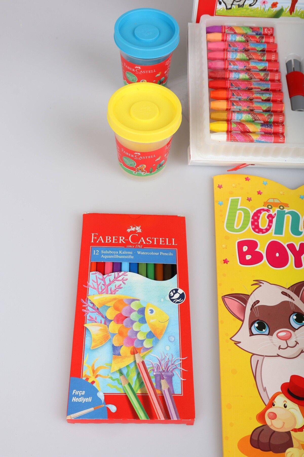 Orjinal Faber-Castell 64 Parça Boyama Seti Çantalı Pastel Boya,Boyama Kitabı,Sulu Boya,Oyun Hamuru